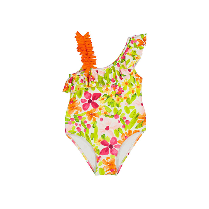 Mayoral Orange Summer Brights Ruffled Bathing Suit