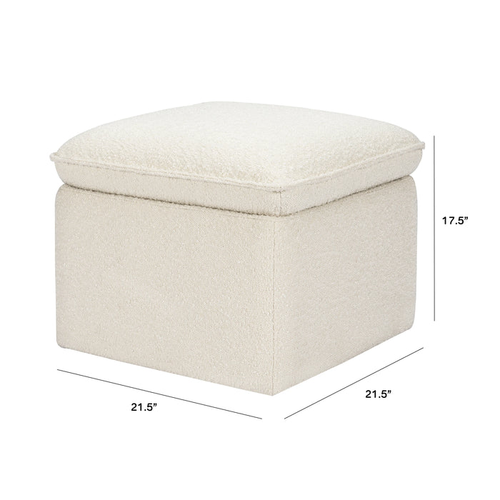 Babyletto Cali Storage Ottoman in Ivory Boucle w/ Gold Base