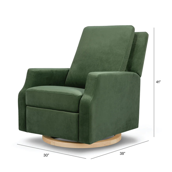 Namesake Crewe Recliner and Swivel Glider in Forest Green Velvet