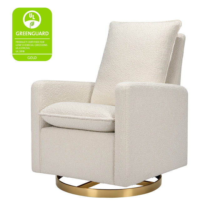 Babyletto Cali Pillowback Swivel Glider in Ivory Boucle w/ Gold Base