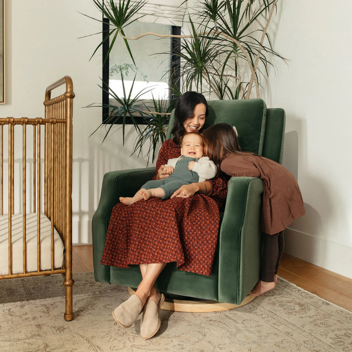 Namesake Crewe Recliner and Swivel Glider in Forest Green Velvet