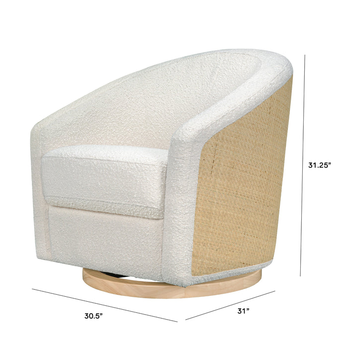 Babyletto Madison Swivel Glider in Ivory Boucle & Cane with Light Wood Base