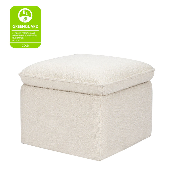 Babyletto Cali Storage Ottoman in Ivory Boucle w/ Gold Base