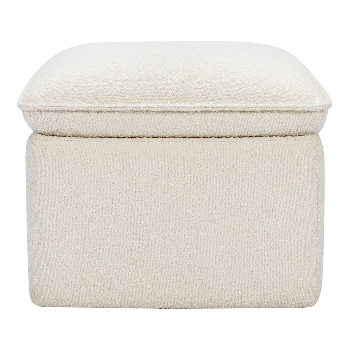 Babyletto Cali Storage Ottoman in Ivory Boucle w/ Gold Base