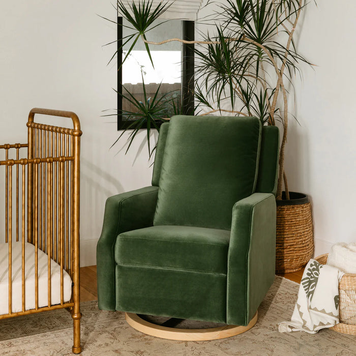 Namesake Crewe Recliner and Swivel Glider in Forest Green Velvet