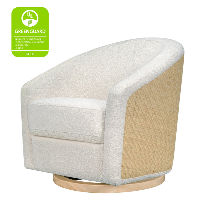 Babyletto Madison Swivel Glider in Ivory Boucle & Cane with Light Wood Base