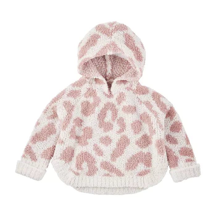 Girls’ Chenille Blush Leopard Poncho