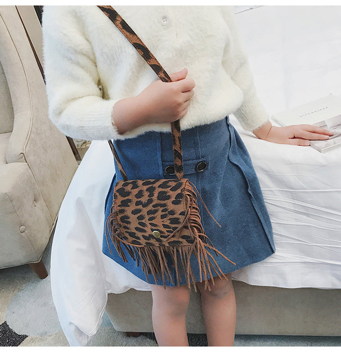 Leopard Print Fringed Crossbody Bag