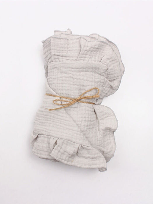 Solid Color Ruffle Trim Baby Blanket