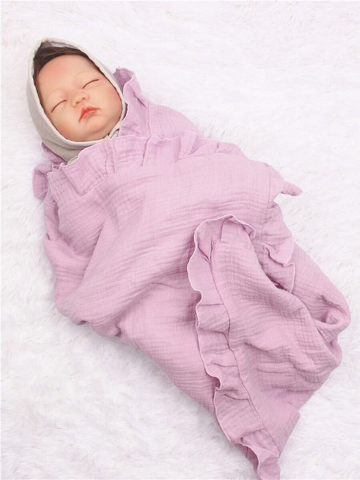 Solid Color Ruffle Trim Baby Blanket