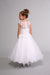 first holy communion gown with highwaisted rhinestone belt and teired skirt