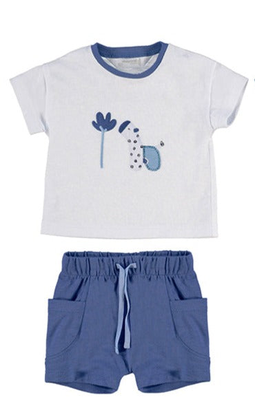 2pc Blue Elephant Shorts & Tee Set