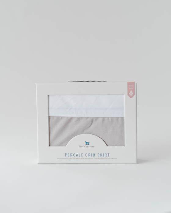 Little Unicorn Cotton Percale Crib Skirt- Warm Grey