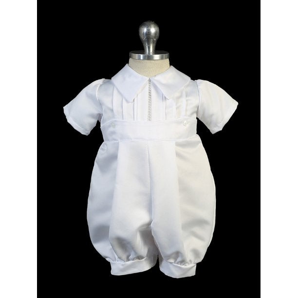 Baby Boys Short Sleeve Satin Baptism Romper