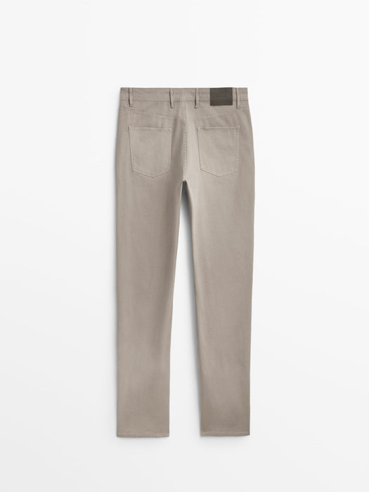 Boys Regular Fit 5 Pocket Pants Taupe