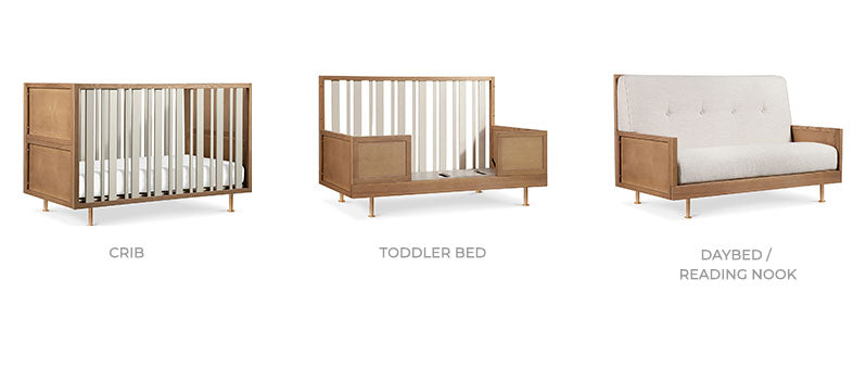 Nursery Works Novella Crib w/Toddler Bed Conversion Kit in Stained Ash/Ivory