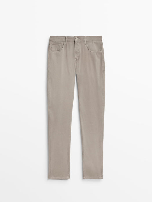 Boys Regular Fit 5 Pocket Pants Taupe