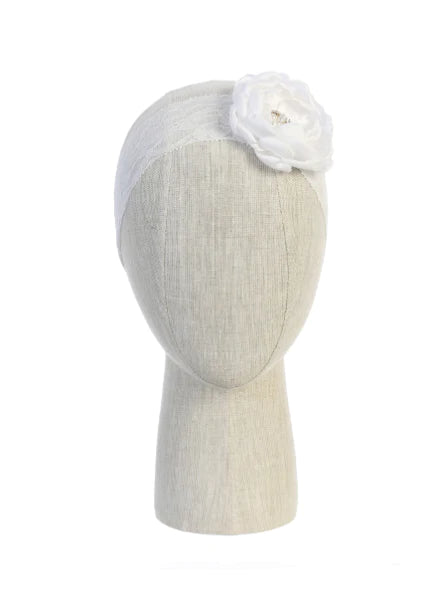 White Dahlia Stretch Lace Headband