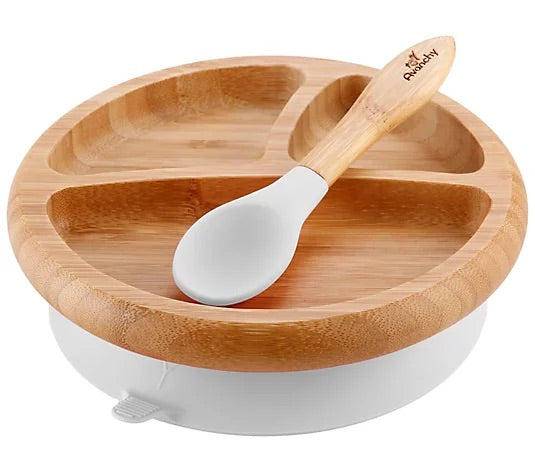 Avanchy Bamboo Suction Plate + Spoon