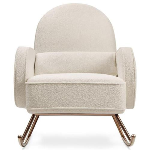 Nursery Works Compass Rocker in Ivory Boucle with Rose Gold Legs