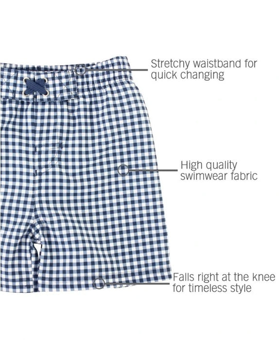 Ruggedbutts Kids Navy Gingham Swim Trunks