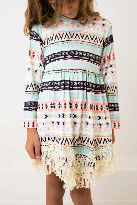 Mila & Rose Tribal Boho Fringe Dress