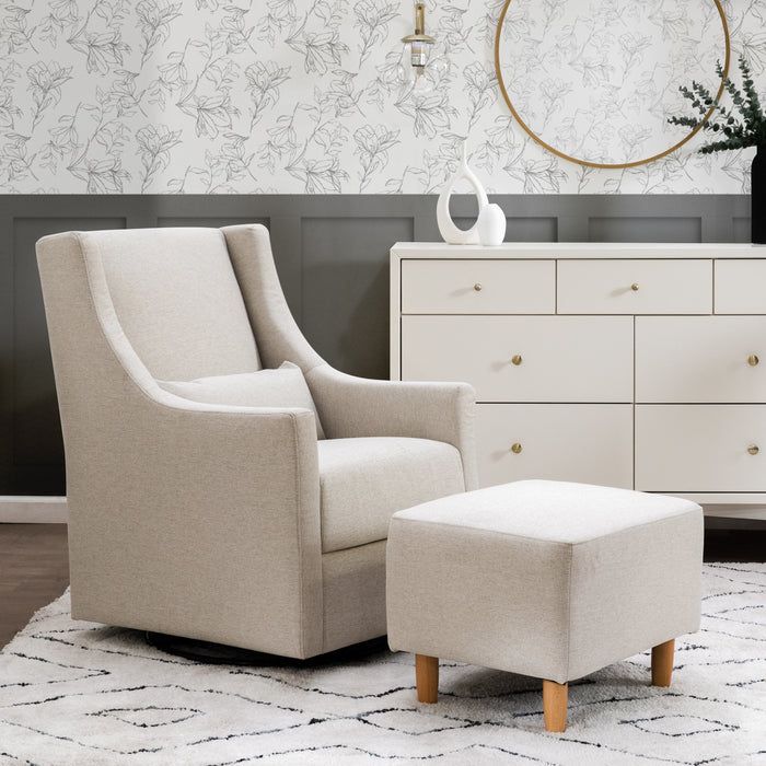 Babyletto Toco Swivel Glider and Ottoman in Eco-Performance Fabric | Water Repellent & Stain Resistant