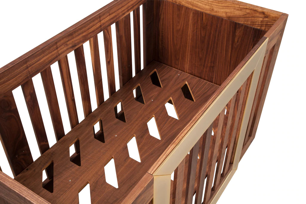 Nursery Works Lydian Crib in Walnut Finish With 24k Gold