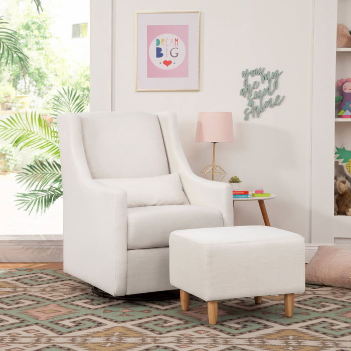 Babyletto Toco Swivel Glider and Ottoman in Eco-Performance Fabric | Water Repellent & Stain Resistant