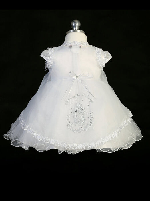 Baptism Dress with Rhinestones Lace Vest Overlay